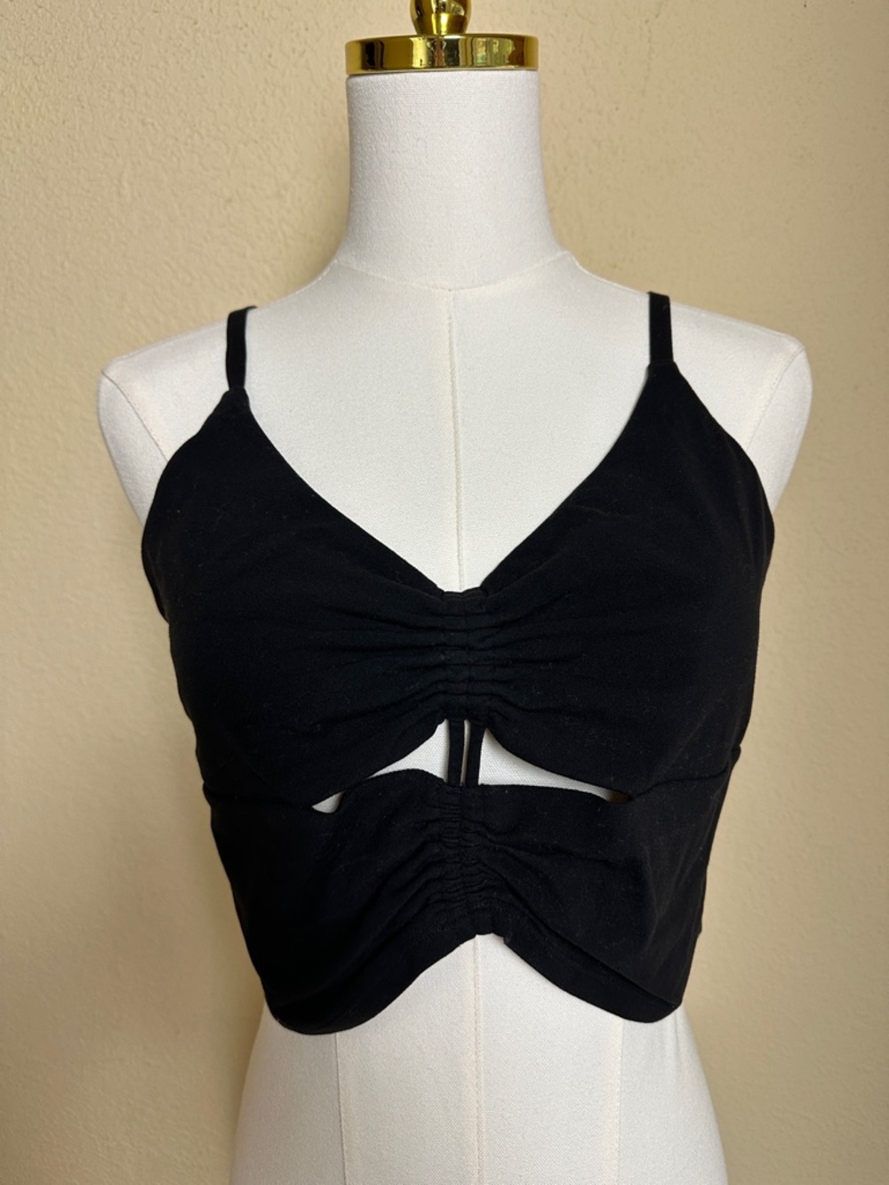 Athleta Black Ruched Cutout Crop Top